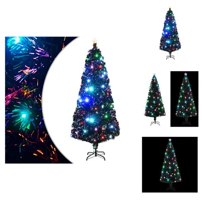 Produktbild von vidaXL Weihnachtsbaum mit Beleuchtung und Ständer 210 cm Glasfaser -  Weihnachtsbäume