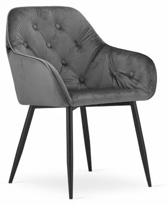 Produktbild von FORIO Stuhl - grauer Samt / schwarze Beine x 2