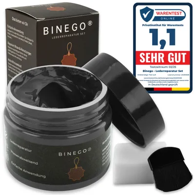 Produktbild von Binego® Lederreparaturset Leder & Kunstleder Reparatur Set | Lederreparatur Flüssigleder Lederfarbe Reparieren Reparaturset Aufbereitung | Grau Dunkelgrau