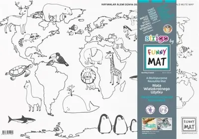 Zdjęcie produktu dla Mata biała Mapa świata zwierzęta Funny Mat STRIGO