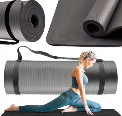 Zdjęcie produktu dla Mata Do Ćwiczeń Joga Fitness - Star Gruba Szara Gimnastyczna 183X61X1,0