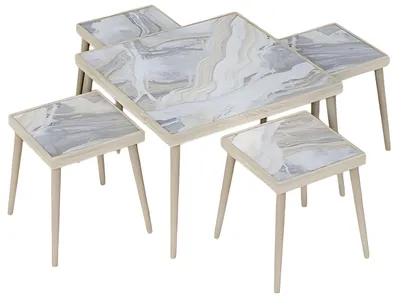 Immagine prodotto di Wohnzimmer-Set aus Holz in lebendigen Mehrfarbtönen, modernes Design