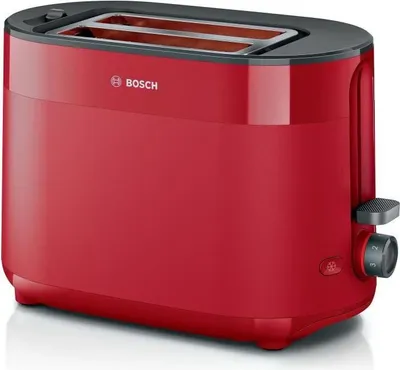 Image de Grille-pain Bosch, TAT2M124 MyMoment, Rouge, 2 tranches, Centrage Automatique, Fonctions Décongélation et Réchauffage