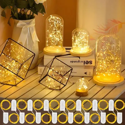 LED-Lichterkette, 2 m, 20 LEDs, warmweiß, batteriebetrieben, Kupferdraht