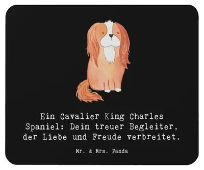 Produktbild von Mr. & Mrs. Panda Mauspad Cavalier King Charles Spaniel - Schwarz - Geschenk, Hunde, Hundeliebhaber, laptop, Hunderassen, mousematte, Mousepad, Mouse Pad, pc, Hund, Freude