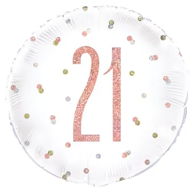 Produktbild von Folienballon Zahl 21 Roségold 45 cm (18 Zoll) für Geburtstag und Jubiläum