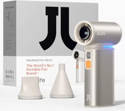 Produktbild von Jisulife 2-in-1 Mini-Lüfterluftluft-Duster-Funktion, leistungsstarker Reisefan, stilvolle mentale kleine, Handlüfter 1-100 Geschwindigkeiten, LED-Disp