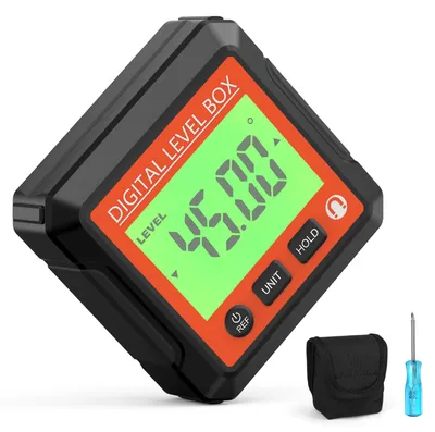 Obrázek produktu pro 3 v 1 magnetický sklonoměr, digitální vodováha a úhloměr, univerzální, 4 x 90° sklonoměr, LCD displej, měřicí přístroj Dipmeter, přepínatelný