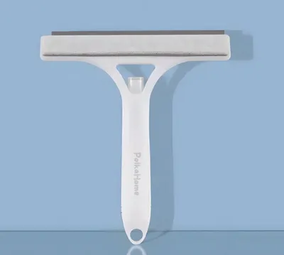 Productafbeelding van PolkaHome douche wisser, Raamtrekker & Ramenwasser met Spuitfles – Dubbelzijdige Raamwisser met Schraper en Borstel (21 x 26 cm) (Wit)