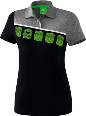 Produktbild von Erima 5-C Poloshirt Damen - Schwarz / Grey Melange / Weiß
