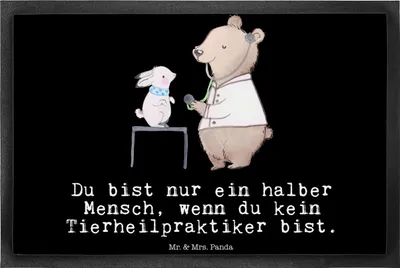 Produktbild von Mr. & Mrs. Panda fußmatte Tierheilpraktiker Herz 40 x 60 cm - Schwarz - Geschenk, Schmutzfangmatte, Schmutzfänger, Türvorleger, Bodenvorleger, Vorleger