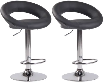 Produktbild von CLP 2er Set Barhocker Olinda Kunstleder höhenverstellbar und drehbar grau Gestell Farbe chrom