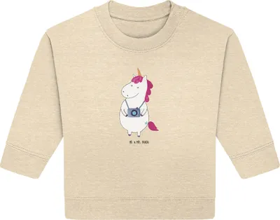Produktbild von Mr. & Mrs. Panda Organic Baby Pullover Einhorn Fotograf 6. - 12. Monat - Natural Raw - Geschenk, Unicorn, Weltenbummler, Kamera, Bullover, Einhörner, Urlaub