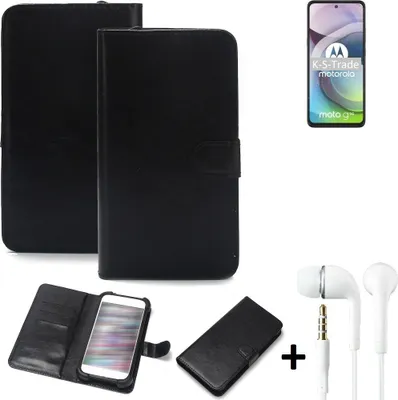 Produktbild von K-S-Trade Wallet Case Handyhülle kompatibel mit Motorola Moto G 5G Schutzhülle Flip cover Flipstyle Tasche Hülle Flipcover Slim Bumper schwarz + in