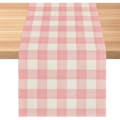 Tafelloper mit Karomuster, rosa-weiß, 33 x 230 cm, 5 Stück