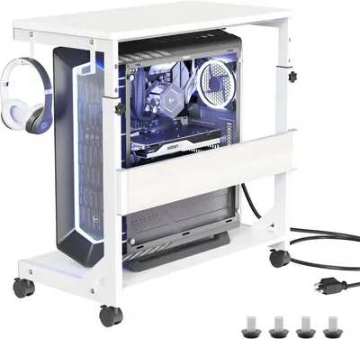 Produktbild von Verstellbarer Computerständer mit Stauraum und Rollen