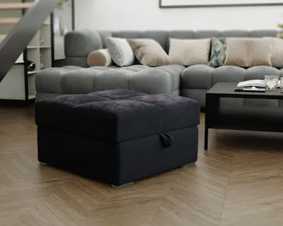 Produktbild von Masseno Polsterhocker MIZA Pouf Schwarz 65x65 cm