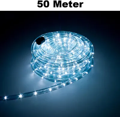 Produktbild von Trade-Shop LED Lichtschlauch Komplett Set mit Zubehör Lichterkette Beleuchtung Weiß 50 Meter F3 LED für Drinnen/Draußen Weihnachten Beleuchtung Dekoration Lichterschlauch