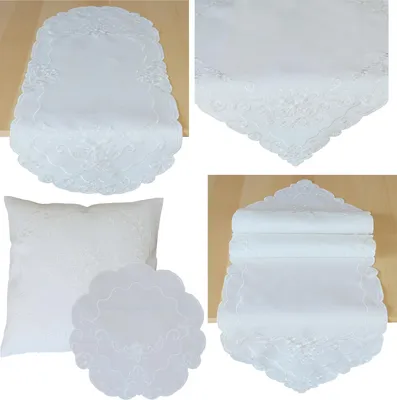 Obrázek produktu pro heimtexland ® Stolní prádlo s květinovou výšivkou dekorace jídelny série vlna bílá typ 738 středová utěrka 85x85 cm