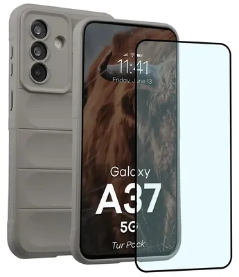 Produktbild von Robuste Handyhülle + gehärtetem Glas für Galaxy A37 5G, Bizon Tur Pack, Hellgrau