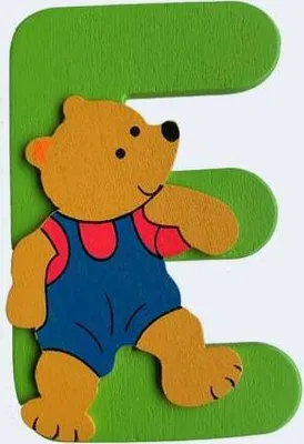 Produktbild von Bieco Holzbuchstabe E mit Bärchen-Motiv zur Dekoration im Kinderzimmer