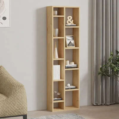 Immagine prodotto di Mortara - Libreria, 45x20x150h cm Marrone Rovere, 9 Ripiani