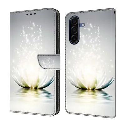 Produktbild von CLM-Tech Handyhülle kompatibel mit Samsung Galaxy A17 5G Hülle - Tasche aus Kunstleder - Klapphülle mit Ständer und Kartenfächern - Schutzhülle Wallet Case Cover Lotus Lampe