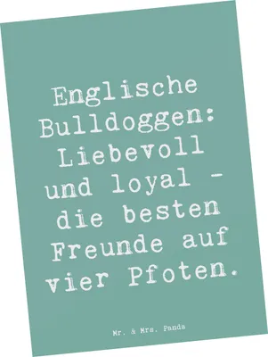 Produktbild von Mr. & Mrs. Panda Grußkarte Spruch Englische Bulldogge Freunde - Meeresbrise - Geschenk, einzelkarte, Hunderassen Beschreibung, Postkarten, Ansichtskarten, Postkarte