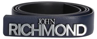Image de Ceinture John Richmond, en cuir véritable, avec boucle métallique, noire et bleue