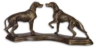 Productafbeelding van Gietijzeren beeldje van twee honden op een sokkel
