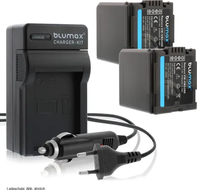 Produktbild von 2x Akku + Lader für Panasonic VW-VBG260 VW-VBG070 AG-HMC70 2100 mAh 7,2V