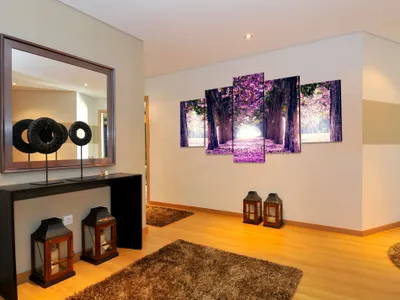Produktbild von Akustikbild Blumen Bäume 200x100 cm Bilder Akustikschaum Hochleistungsschallabsorber Schallschutz Leinwand 5 tlg Wandbild Raumakustik Schalldämmung c-A-0039-b-o