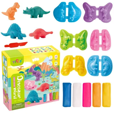 Image de Solidchoice - Coffret de 12 accessoires en argile sur le thème des dinosaures