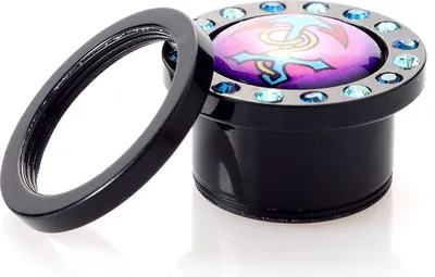 Produktbild von Ohr Flesh Acryl Tunnel Piercing Screw On Anker Motiv Mit Bunten Kristallen Sternen - 8mm