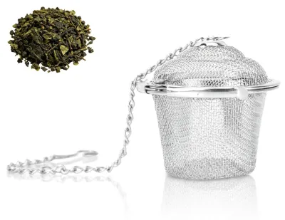 Teekugel aus Edelstahl, wiederverwendbar, mit Kette, Größe M