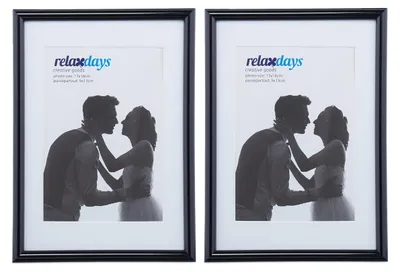 Fotolijst 13x18 cm, 2 stuks, zwart, passe-partout 9x13 cm, staand/hangend