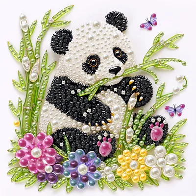 Perlenbild-Set Panda, 3D-Perlenkunst, DIY Bastelset für Erwachsene