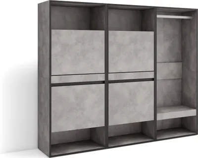 Produktbild von Schuhregal, Schuhschrank, 180x35x145 cm, Für Schlafzimmer, Zimmer, Offener Kleiderschrank, Zementgrau