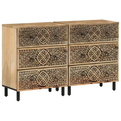 Produktbild von Beistellschränke 2 Stk. 60x33x75 cm Massivholz Mango