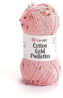 Obrázek produktu pro YarnArt Bavlněná Gold Paillettes příze 50 g / 100 m - barva 7108 růžová - bavlněná příze