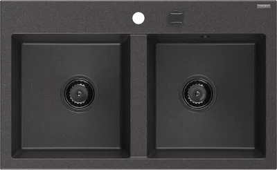 Image de Mexen Hektor évier en granit 2 bacs 800 x 480 mm, noir moucheté, siphon noir - 6521802000-76-B