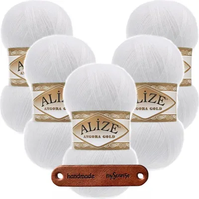 Produktbild von 5 x ALIZE Angora Gold 55 White mit Label