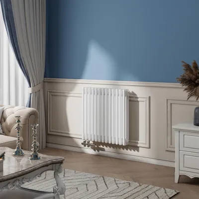 Produktbild von AICA Traditioneller Horizontal Heizkörper 600×605mm 3 Säulen 934W Gusseisen-Stil für Wohnräume Weiß