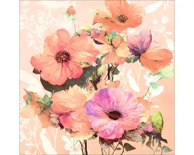 Produktbild von Glasbild Watercolor Flowers VI 50x50 cm