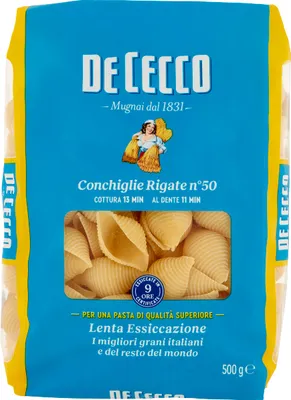 Produktbild von De Cecco Conchiglie Rigate Nr. 50 Nudeln 500g