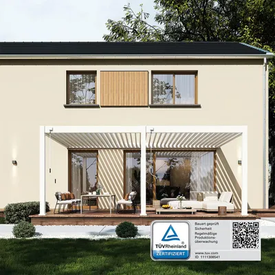Produktbild von Deluxe Plus Wand Pavillon Terrassenüberdachung Aluminium 4 x 6 M weiß