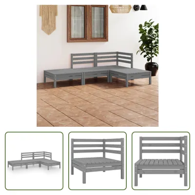 Produktbild von The Living Store 4-tlg. Garten-Lounge-Set Grau Massivholz Kiefer