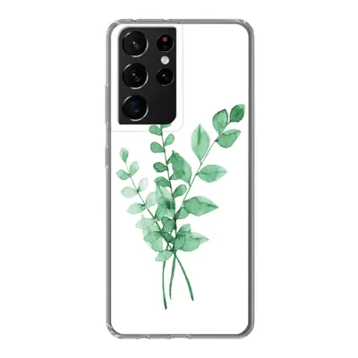 Produktbild von MuchoWow® Handyhülle Schutzhülle Hülle für Samsung Galaxy S21 Ultra Aquarelle - Blätter - Pflanzen Silikon Softcase Handy Hülle - Mobiltelefon