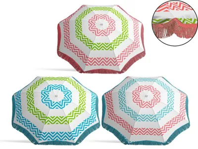 Productafbeelding van Atosa 220 cm, verstelbare parasol met nylon franjes/metallic details, UPF 30 bescherming, geschikt voor parasols met een diameter van 22/25 mm, verkrijgbaar in meerdere kleuren, één maat