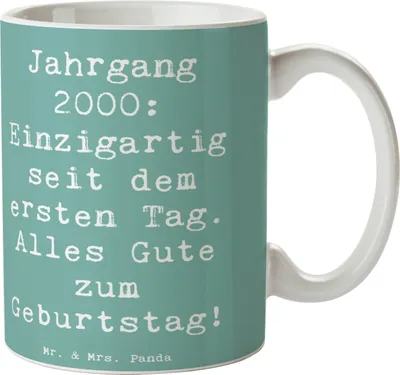 Produktbild von Mr. & Mrs. Panda Tasse Spruch 2000 Geburtstag - Meeresbrise - Geschenk, Henkeltasse, Alter, Kaffeetasse, Kaffeebecher, Geburtstagsgeschenk, Geburtsjahr, Teetasse, Becher